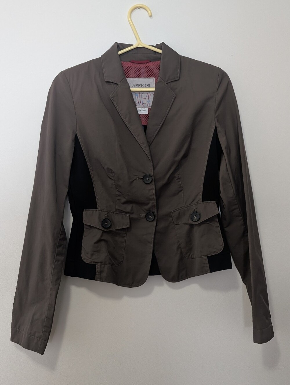 2000s Vintage Two-Tone Fitted Tailored Blazer Jacket Brown Black Office Y2K - 4